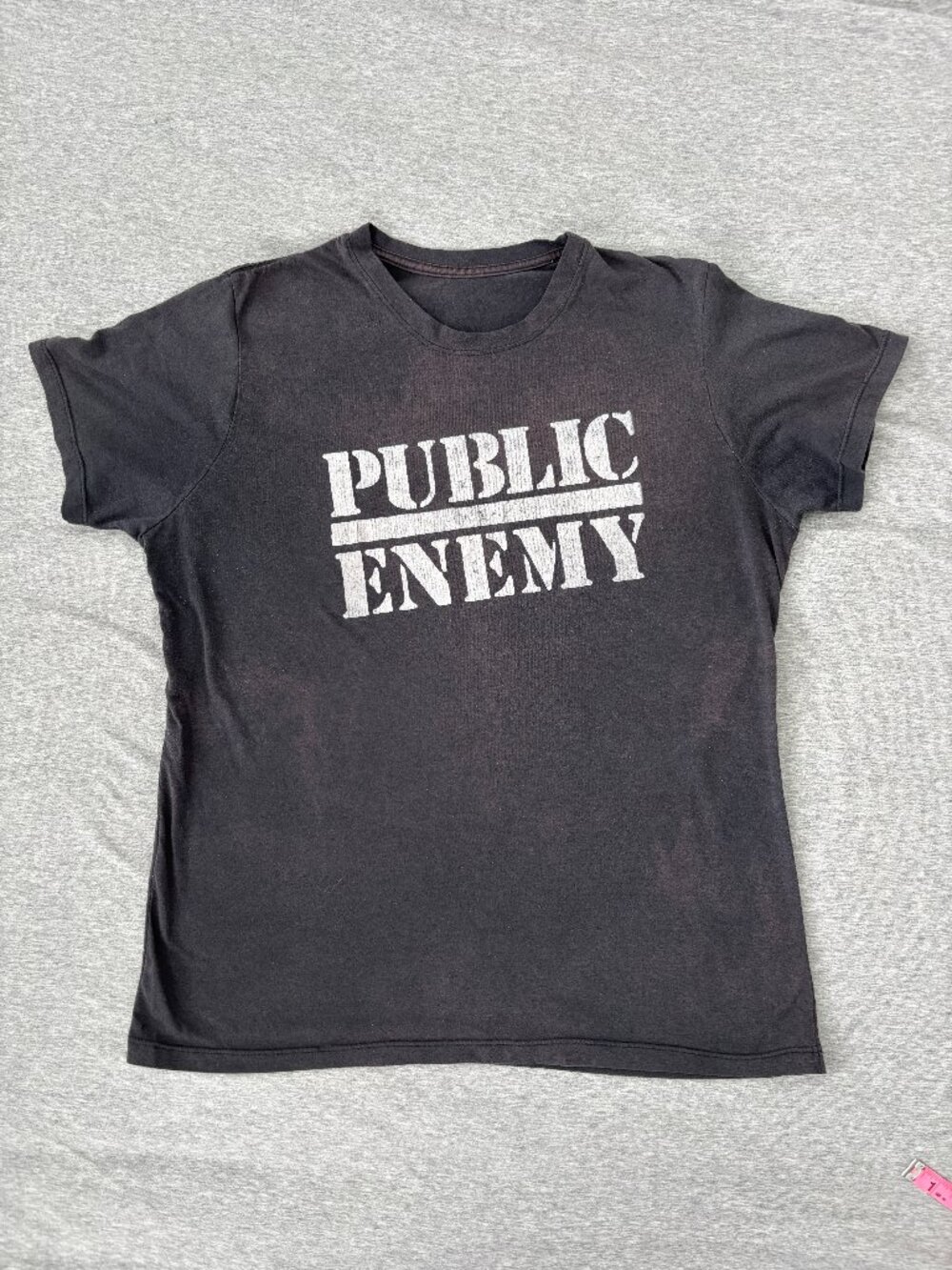 Public Enemy Graphic Rap Tee Mens S Black Bleach Splash Distressed Grunge Skater